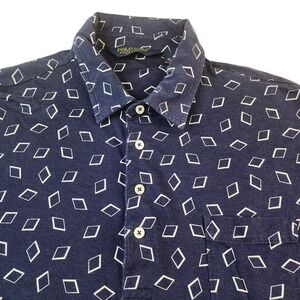 Ralph Lauren Polo Golf Shirt Mens XL Navy Blue Geometric‎ Pima Cotton Preppy S/S